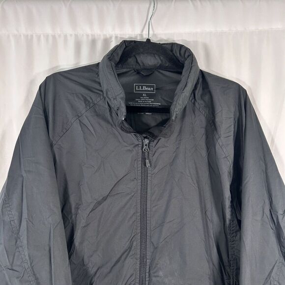 LL Bean Windbreaker Men's XL Black Store Away Hood Full Zip Pockets Polyester - Picture 2 of 8